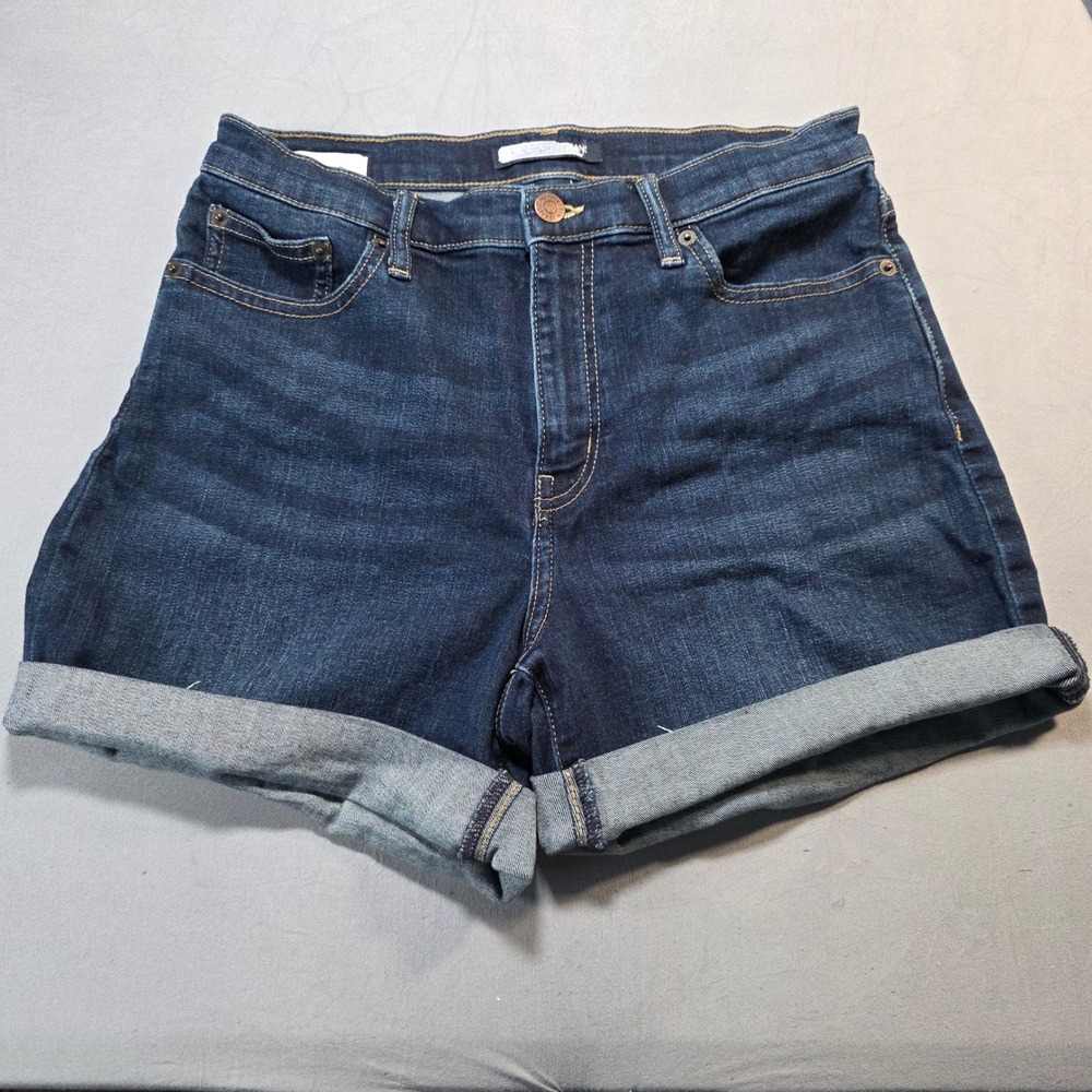 Calvin Klein Jeans Womens Dark Wash Cuffed Denim Shorts Size 4 Repreve Blue